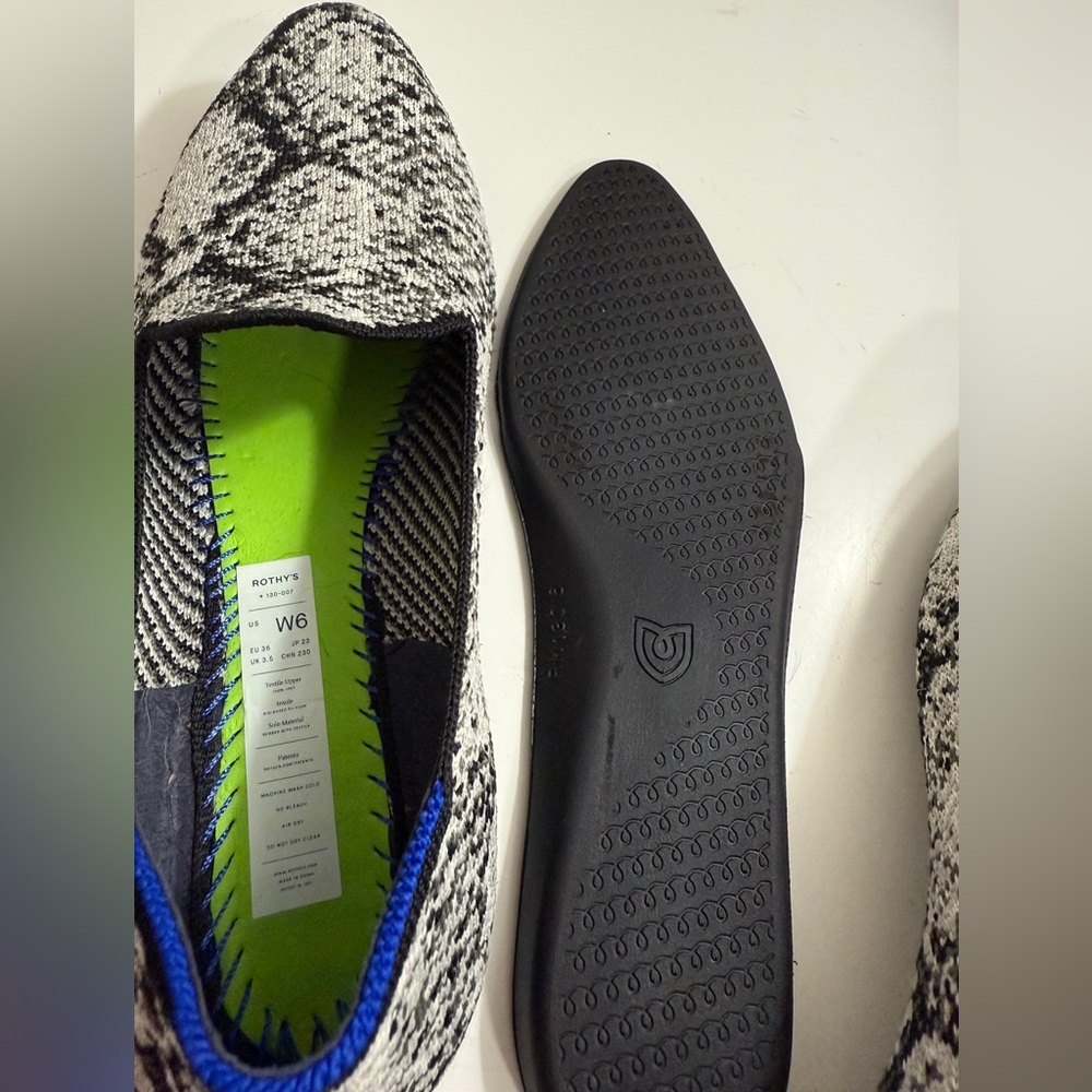 Rothy's Black and White Snake Print Men's Shoes - Picture 6 of 8